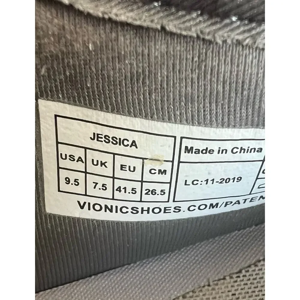Vionic Women's Jessica Mary Jane Flats Gray & White‎ Comfort Orthotic Shoes 9.5